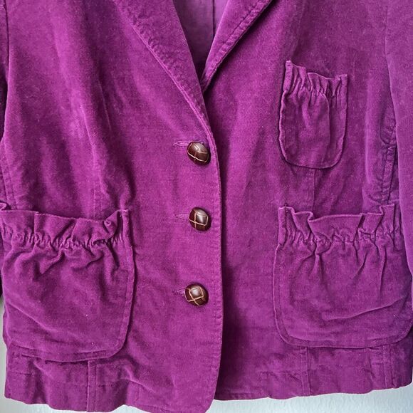 y2k Moda Intl dark pink corduroy womens jacket 3 button crop S - Picture 2 of 6